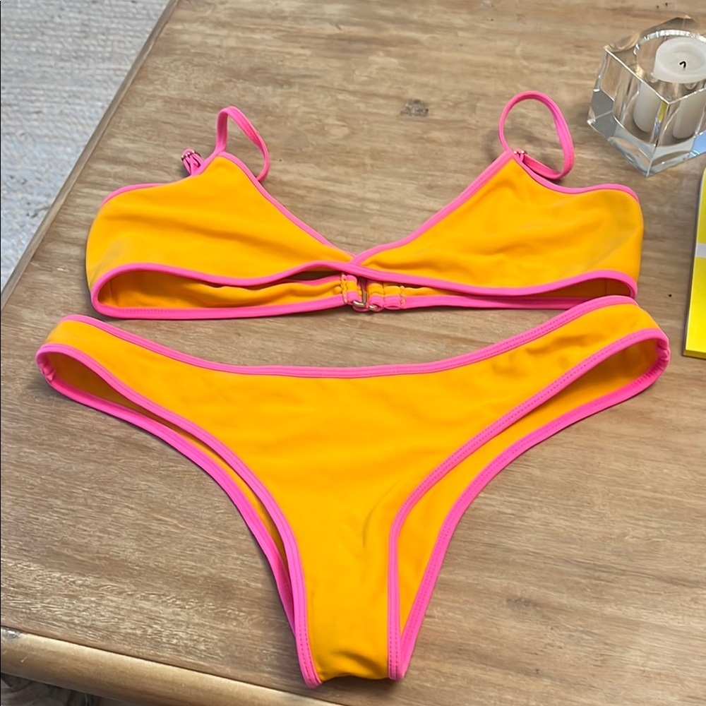 Vibrant Yellow and Pink Bikini Set